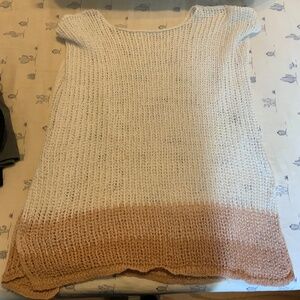 Women’s Knitted Swim Cover-Up Dress – White & Tan Ombre, Beachwear, Resortwear,